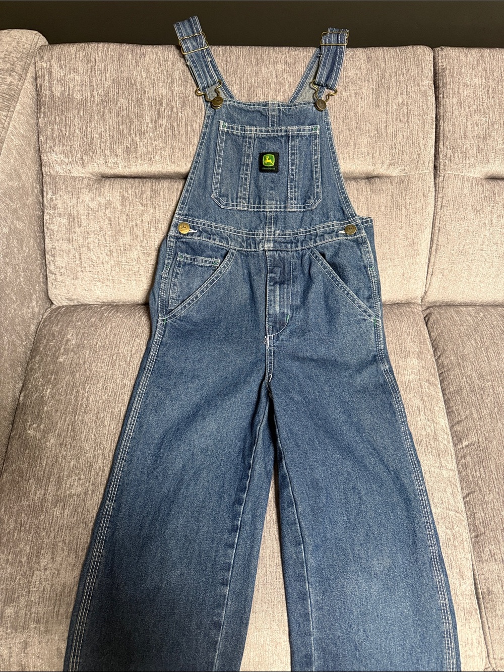 John Deere Blue Denim Kids Overalls with Logo Patch